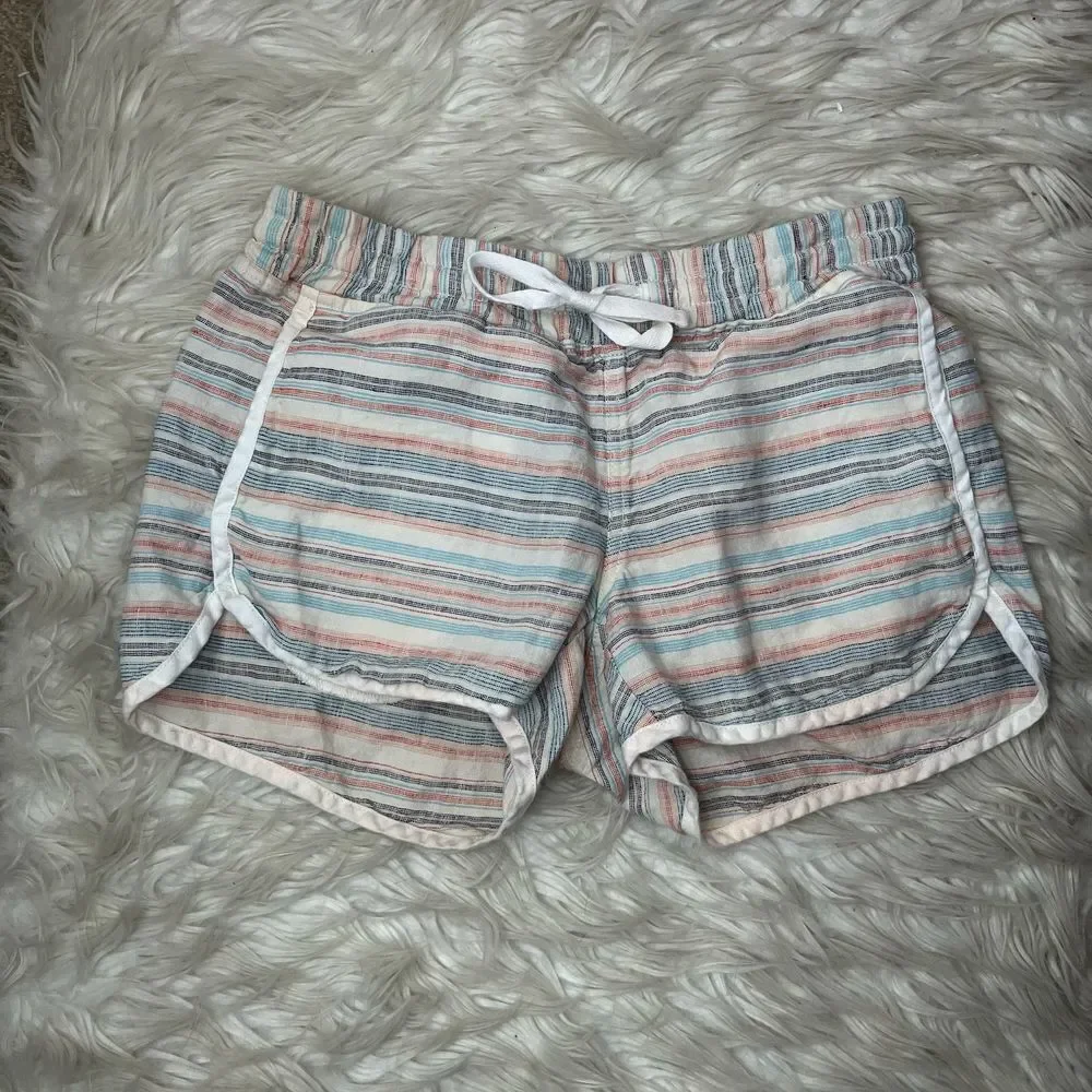 Athleta Stripe Linen Jacquard Sandbar Shortie Shorts